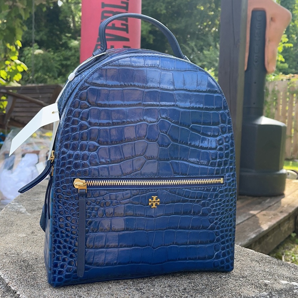 Tory Burch Croc - Embossed Mini Leather Backpack - Picture 13 of 14